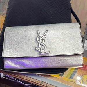 Yves Saint Laurent Silver Women's Clutch Bag